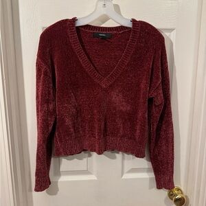 Forever 21 Burgundy Red V-Neck Sweater
